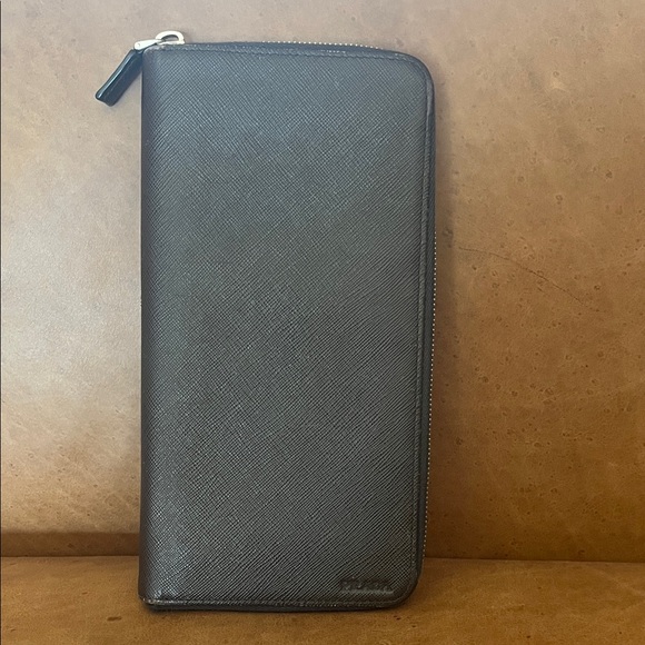 Prada Brown Leather Travel Wallet